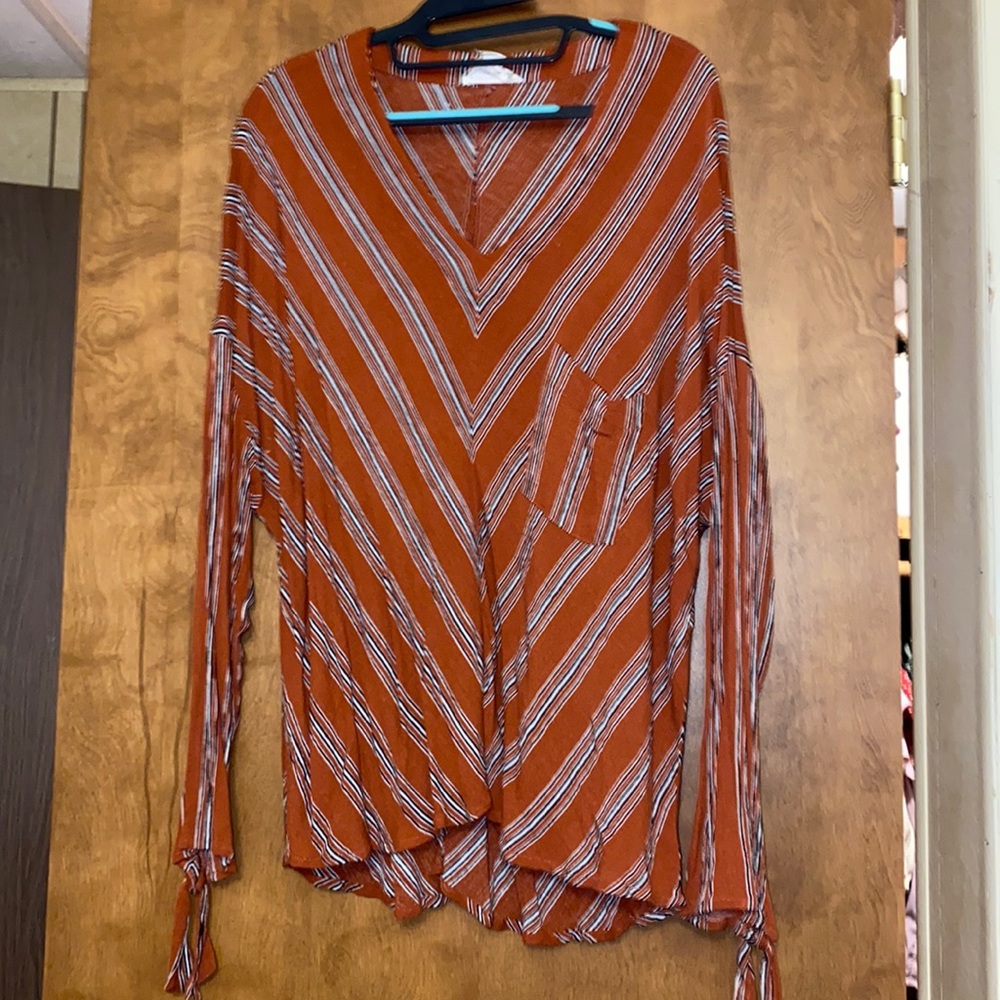 Rust-Colored Long Sleeve Top
